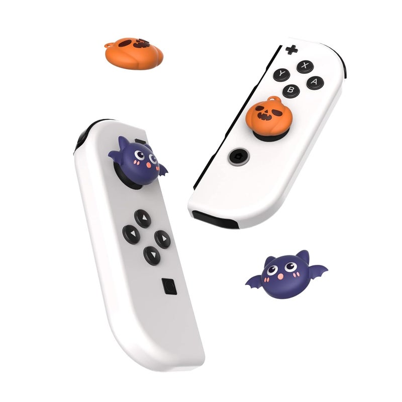 playvital Joystick Caps for Nintendo Switch, Thumbstick Grips for Switch Lite, Analog Cover for OLED Joycon Thumb Grip Caps - Halloween Pumpkin Bat - Image 5